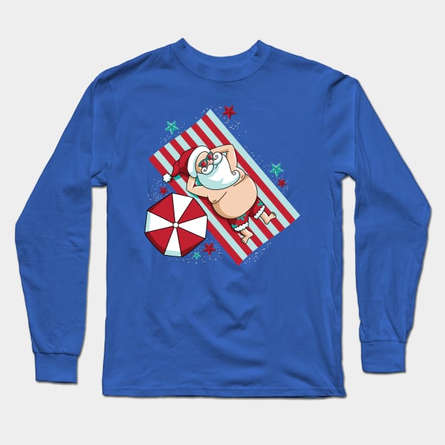 Funny Christmas In July Santa Summer Beaches Long Sleeve T-Shirt by ghsp